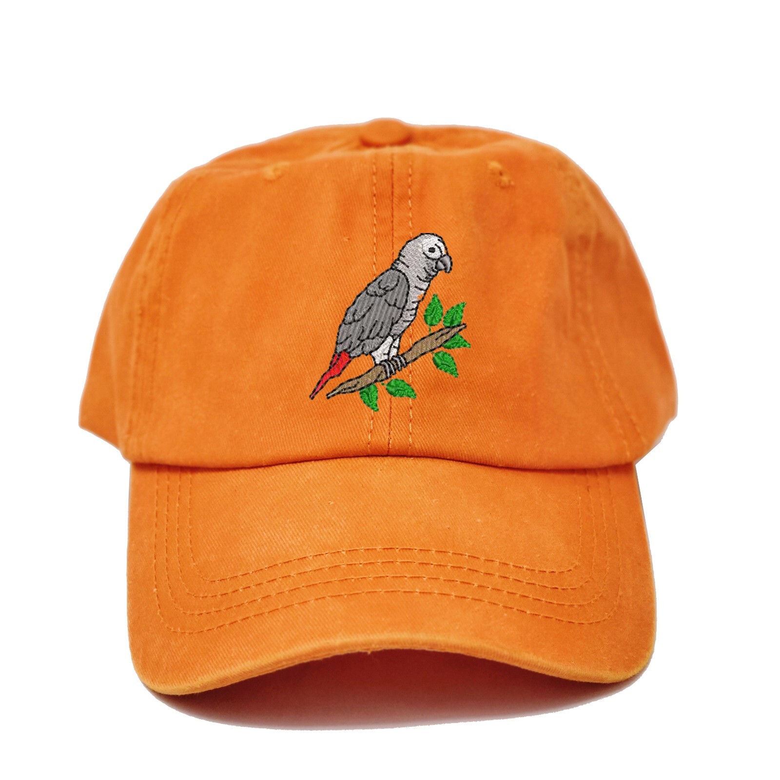 Wildlife African Grey Parrot bird embroidered dad hat, custom baseball cap