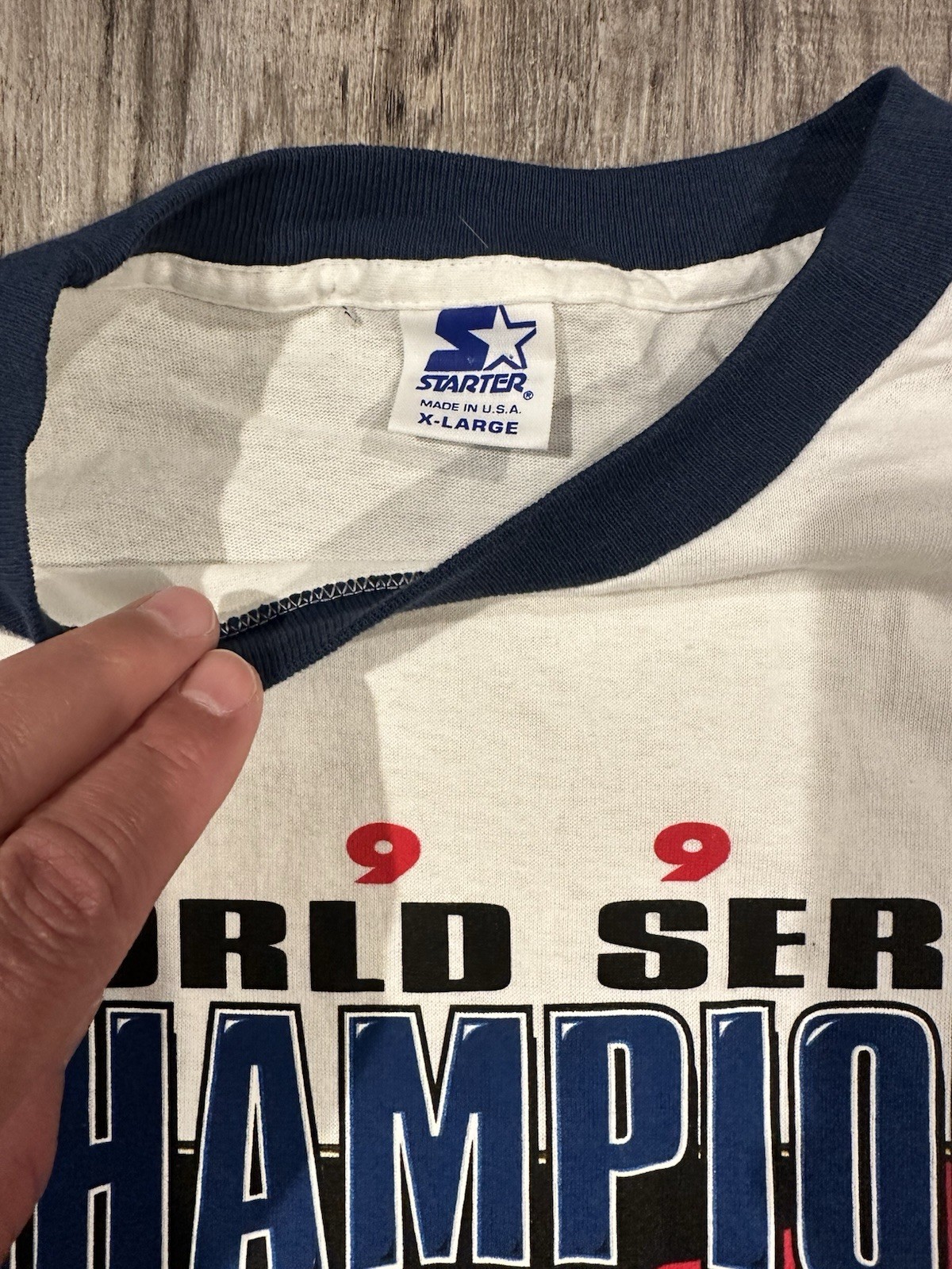 VINTAGE Atlanta Braves 1995 World Series Champions Ringer Starter Shirt Size XL