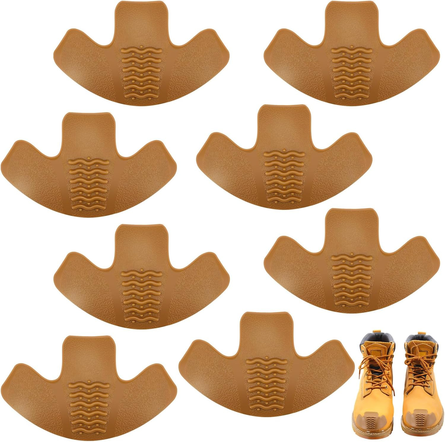 Geyoga 8 Pcs Toe Guards for Boots Protectors Work Foot Rubber Shoes Brown