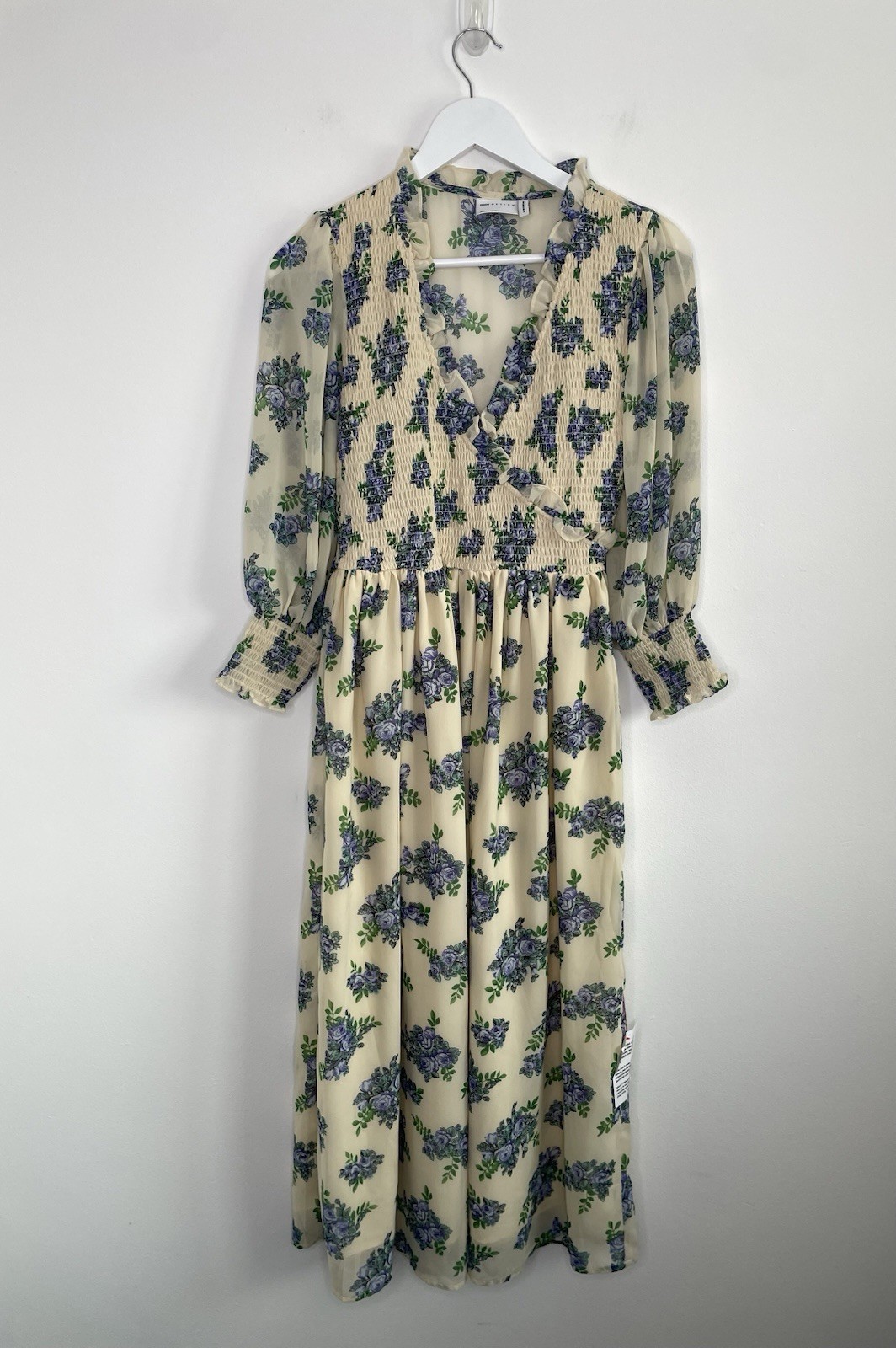 NWOT Asos Design Floral Smocked Midi Dress Cottagecore Boho Wedding Guest 10