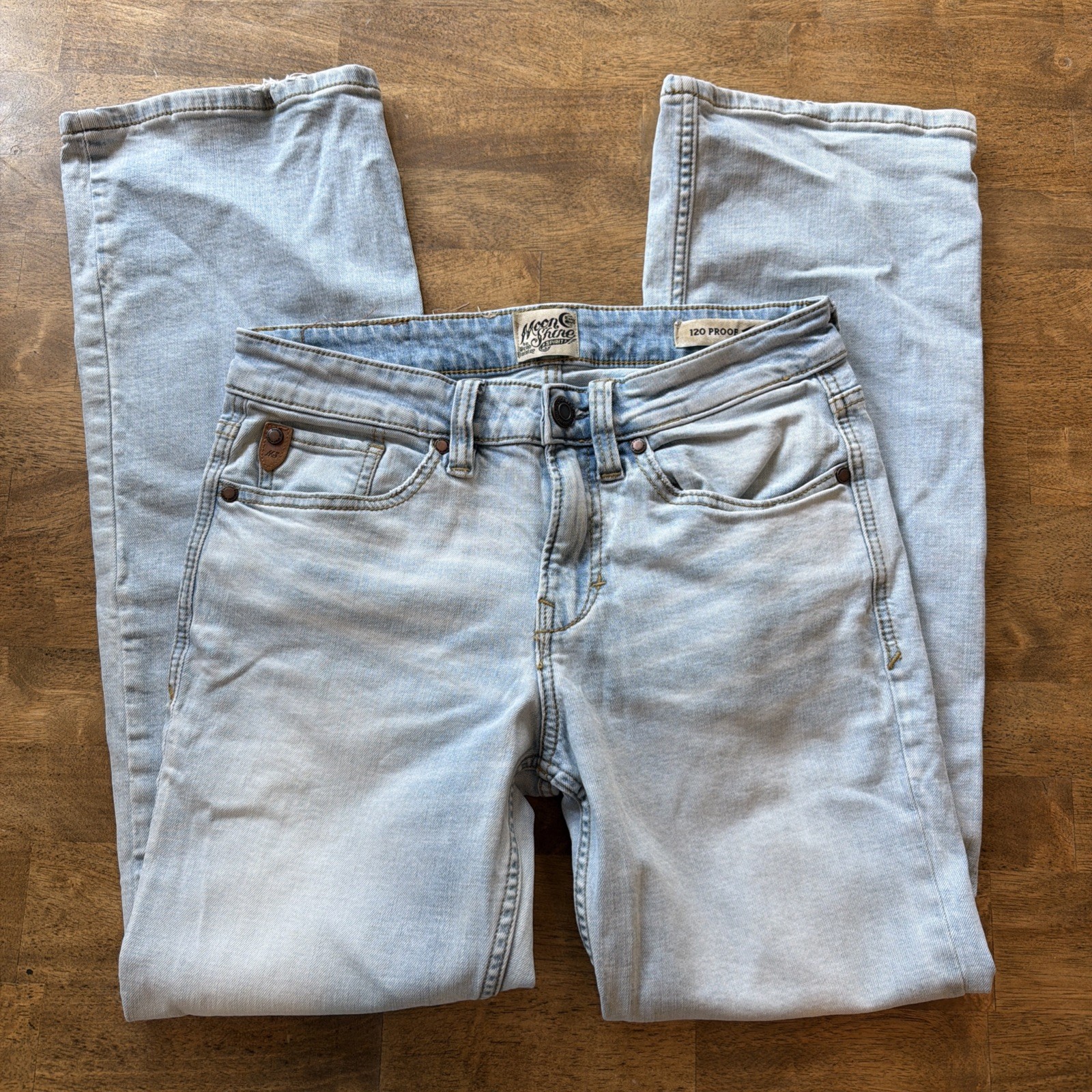 Moon Shine Spirit Jeans Mens 29×32 Blue 120 Proof Slim Boot Denim Stretch