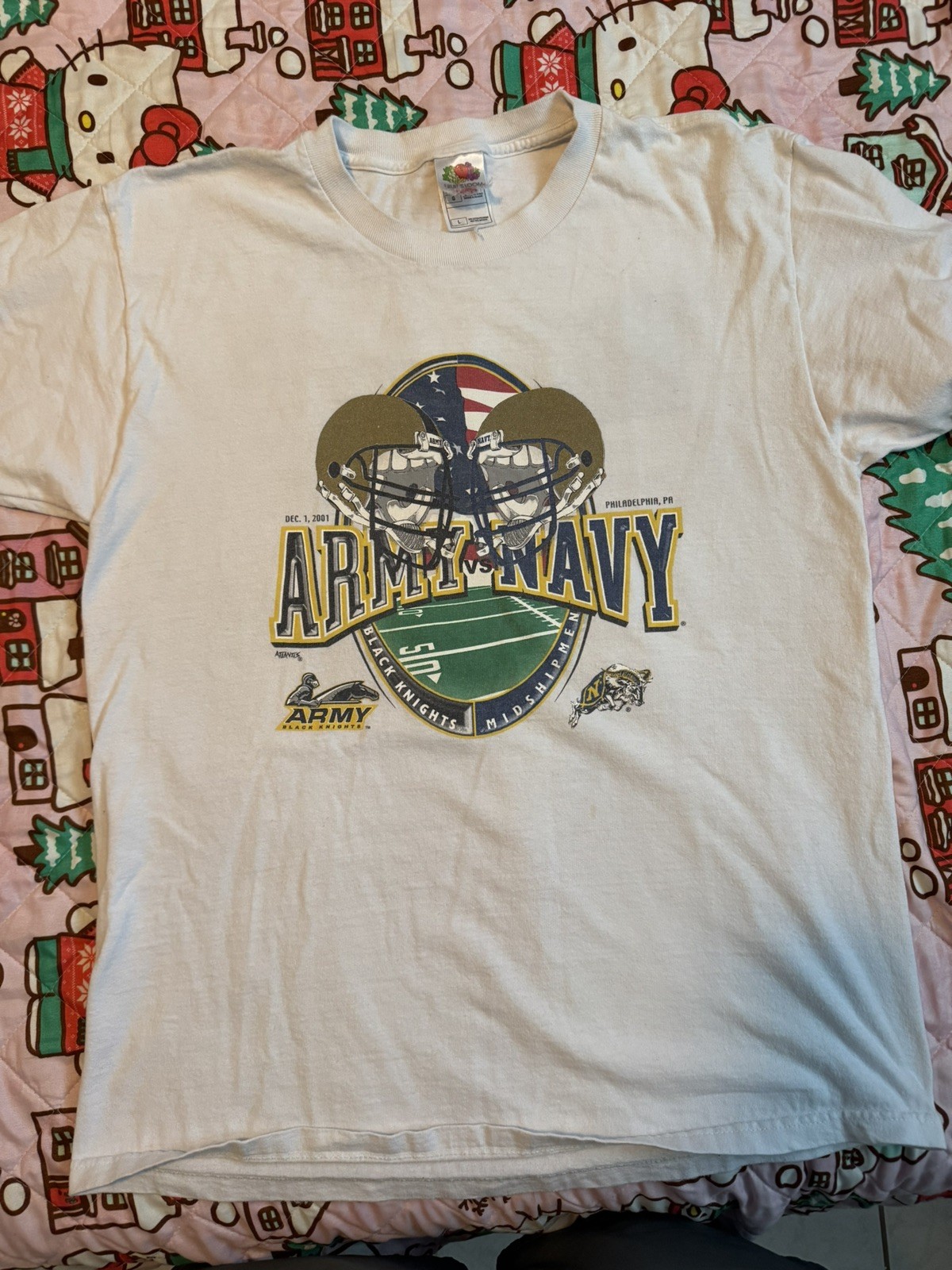 Vintage 2001 Army Vs Navy T Shirt Mens Large White Football