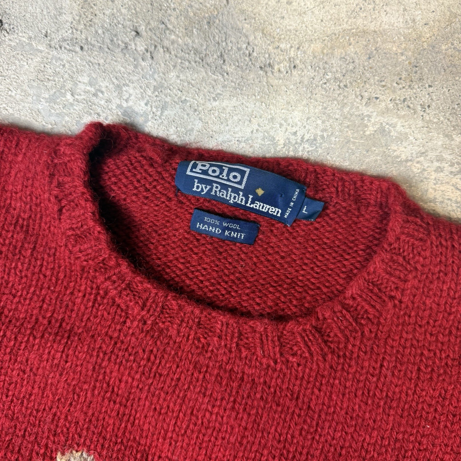 Vintage Polo Ralph Lauren Ski Bear Red Wool Sweater Size Xl fits true to size