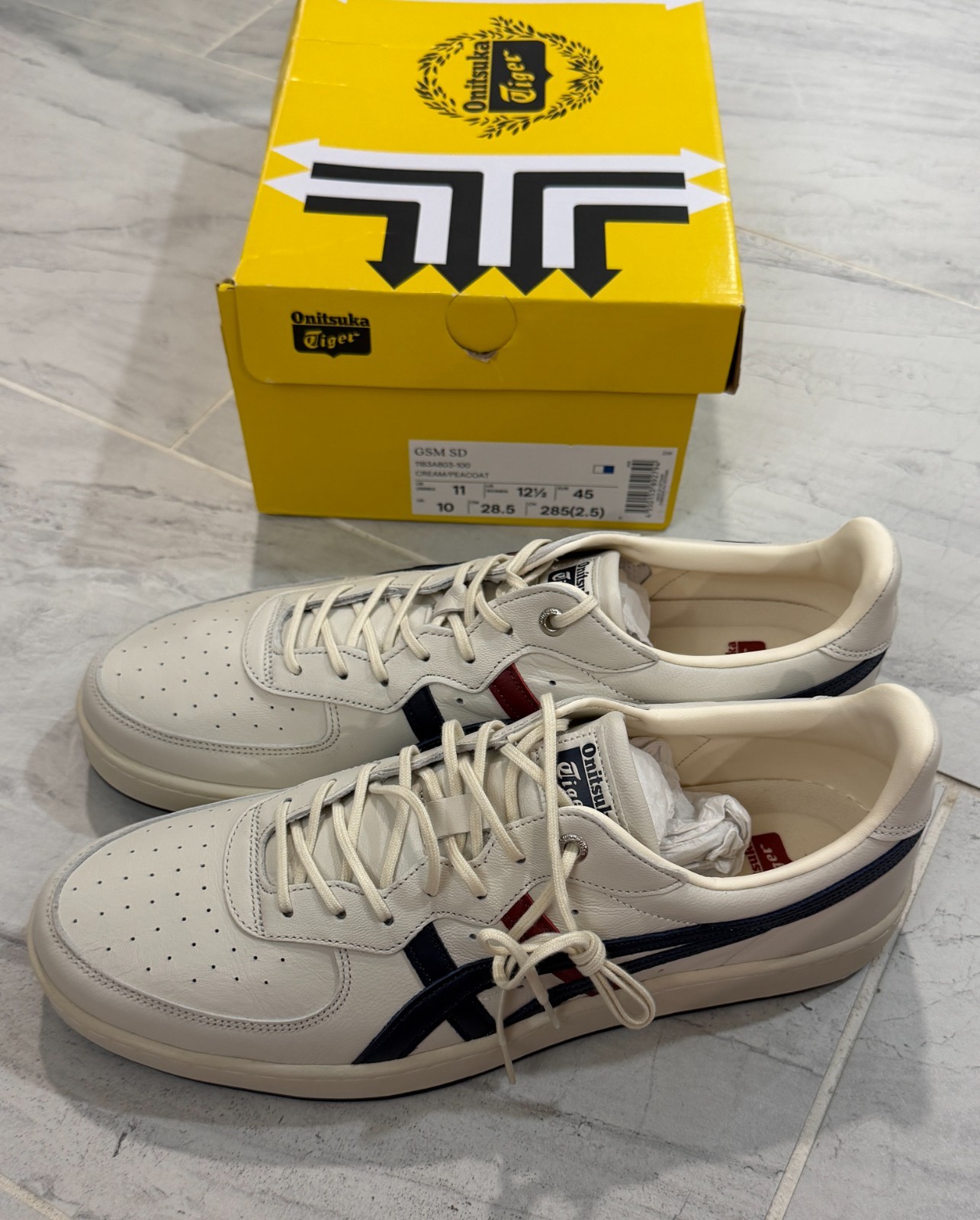 1183A803-100 Onitsuka Tiger GSM SD Cream/Peacoat Size 11 Mens, 12.5 Womens