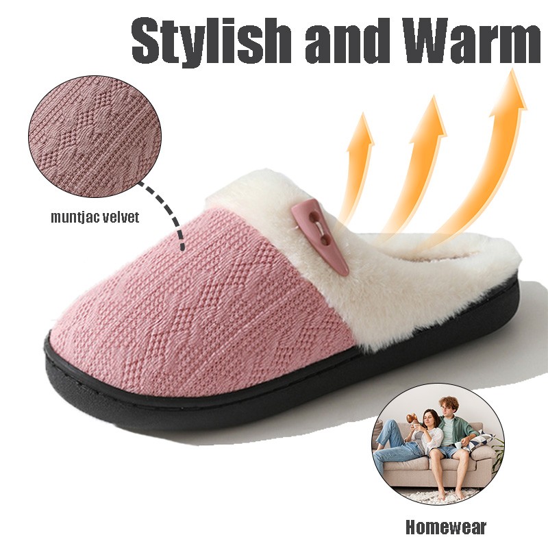 Unisex Fashionable Home Slippers Thick-Soled Protective Warm Cotton Slippers