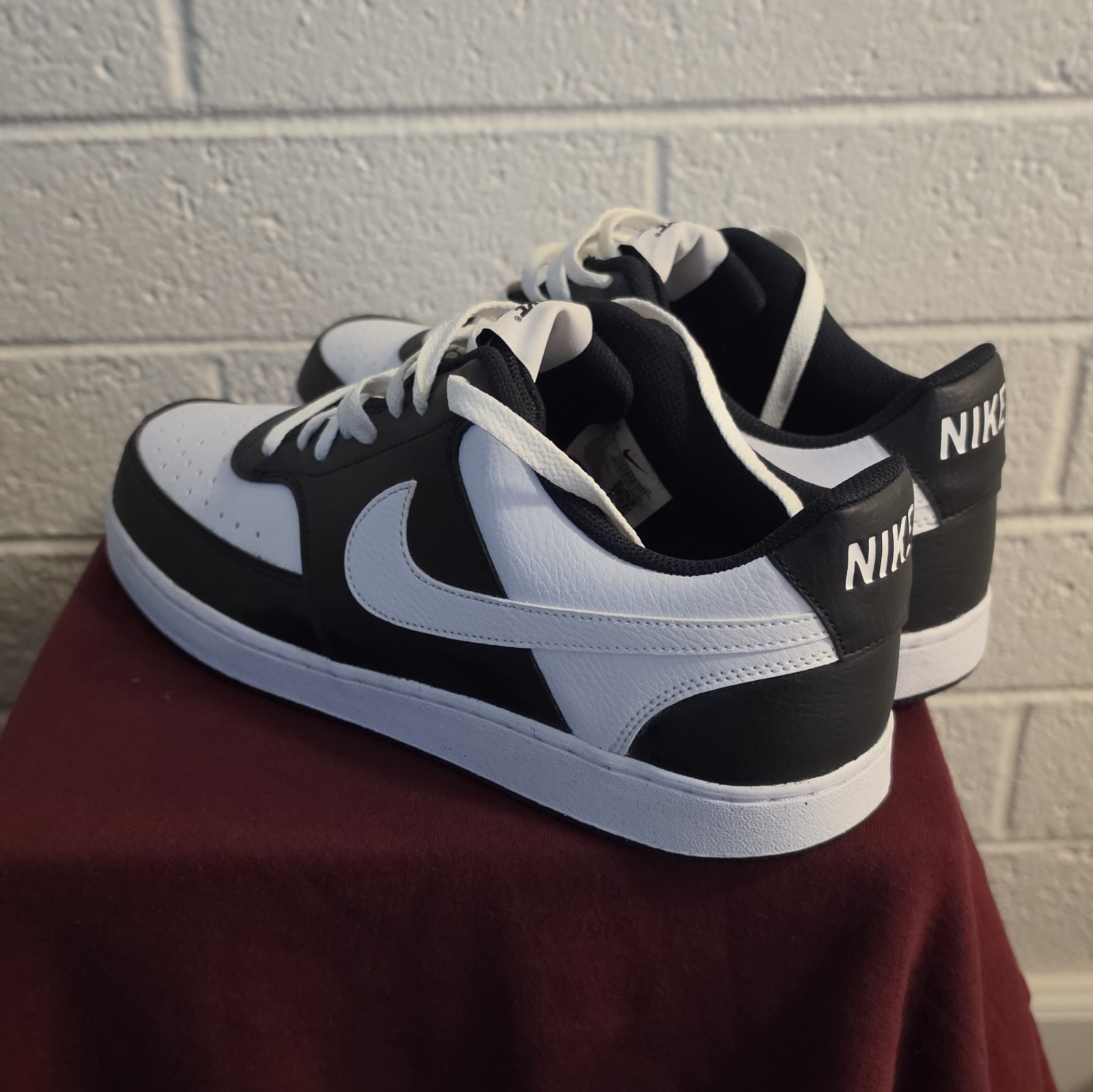 Nike Court Vision HM9862-001 Black/White Colorblock Low-Top Lace-Up Sneakers