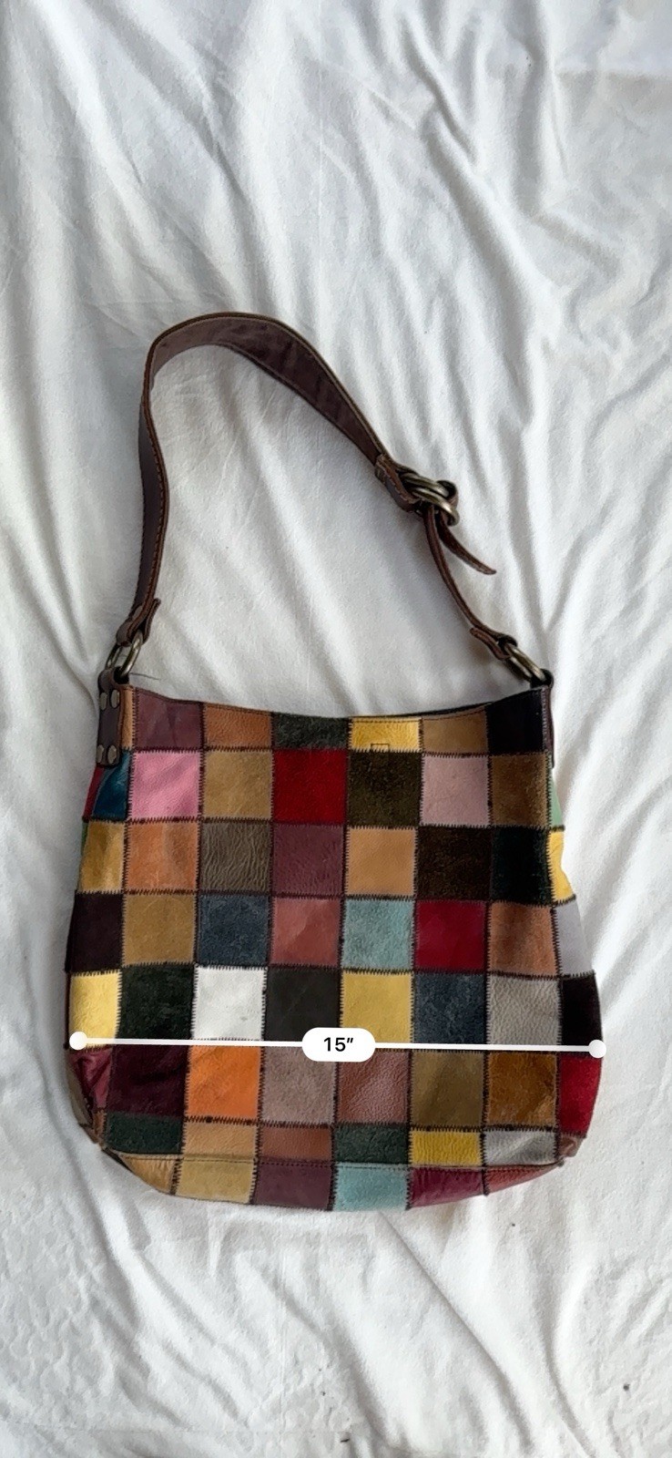 Rare “Ugly Betty” Lucky Brand Patchwork Hobo Leather Bag Y2K Multicolor