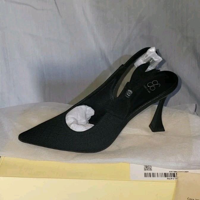 Cosy Island Women’s Black Woven Pointed Toe Slingback Stiletto US 6 NIB