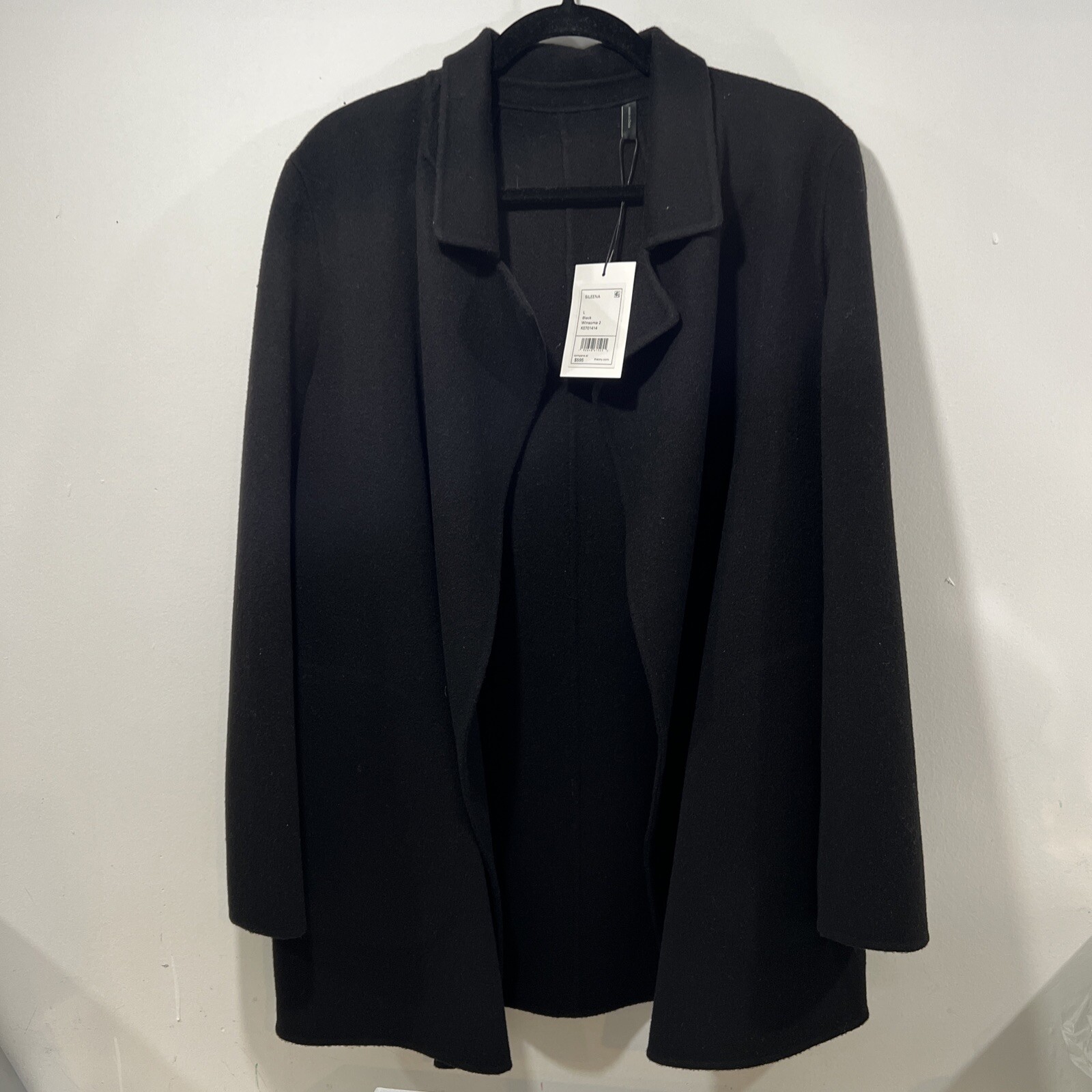 Theory Sileena Black Winsome 2 K0701414 $595 90% Wool 10% Cashmere
