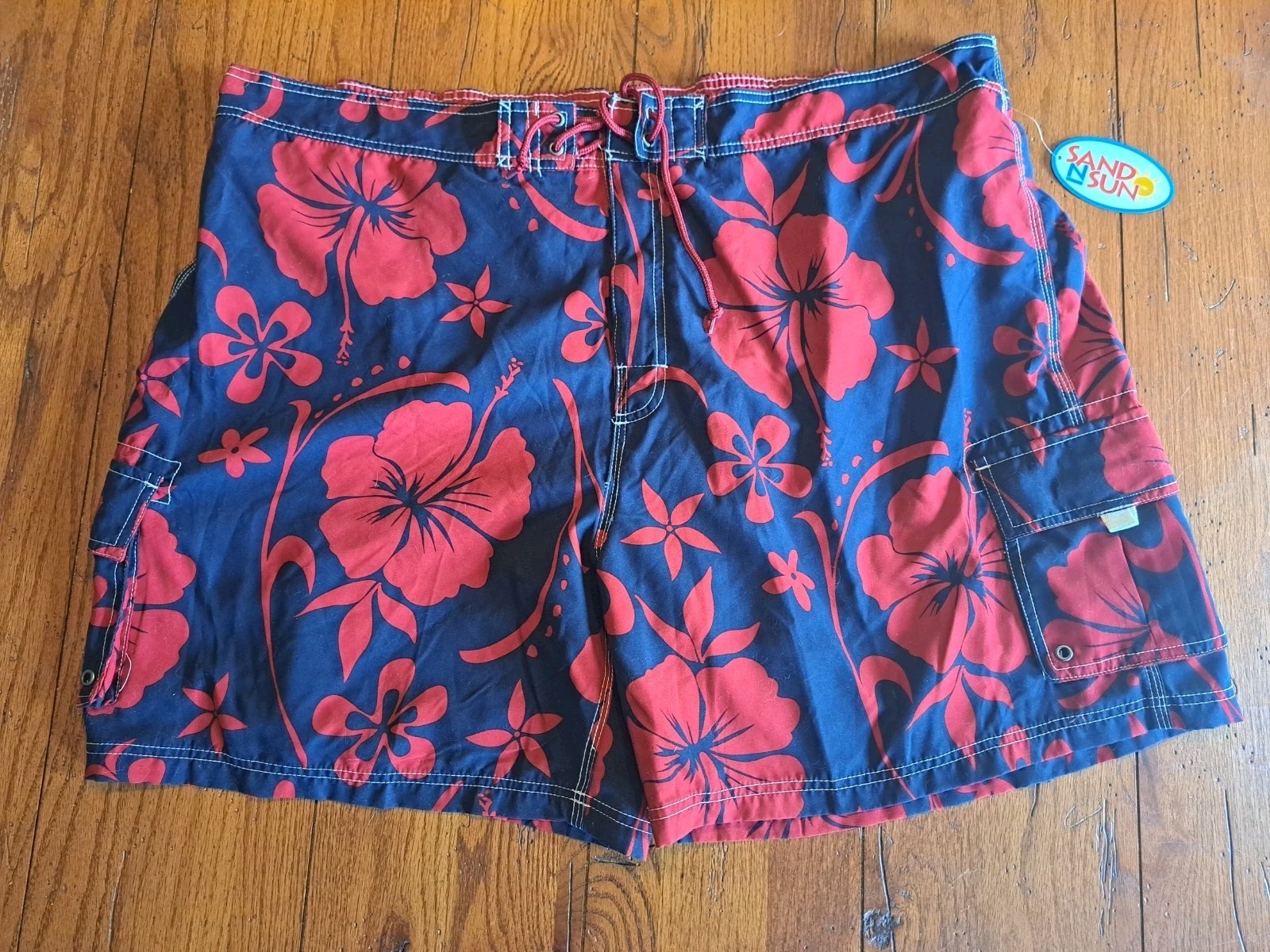 Sand N Sun Mens Swim Trunks Size 3XL Tropical High Rise Drawstring Waist NWT