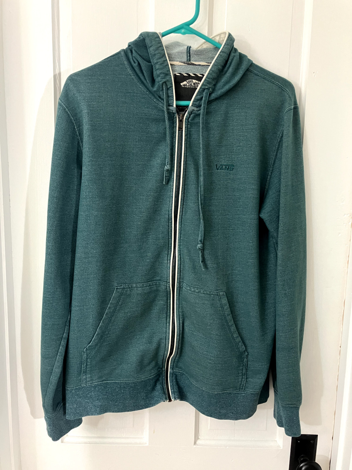 Vans Off The Wall Hoodie Full Zip Sweatshirt Men’s Size Medium Green Skater Y2K