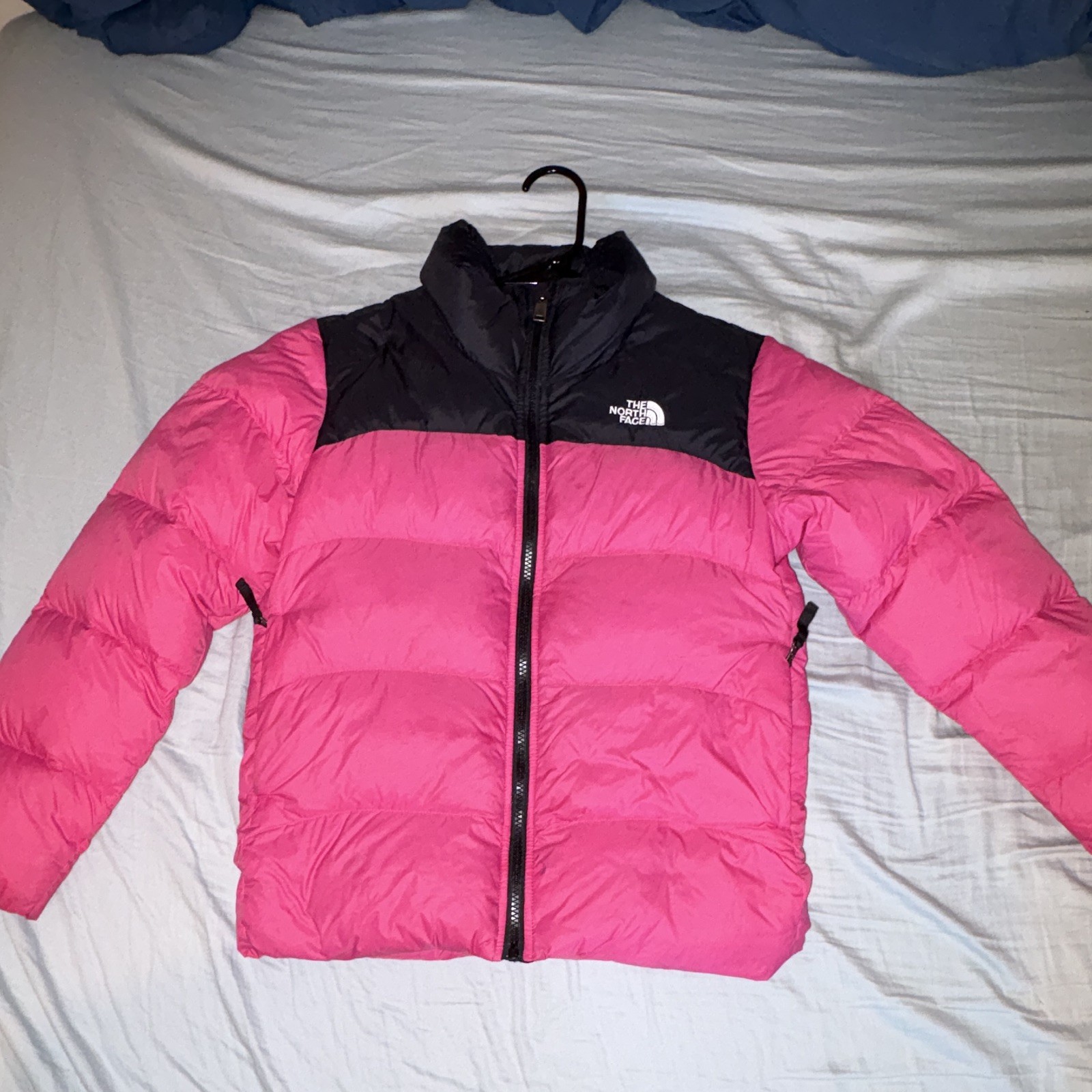 The North Face Girls 550 Down Full Zip Puffer Jacket Pink/Black L 14/16