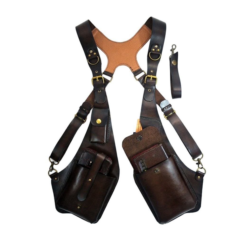 Adjustable Anti-Theft Underarm Shoulder Bag PU Leather Vest Wallet Holster Bag