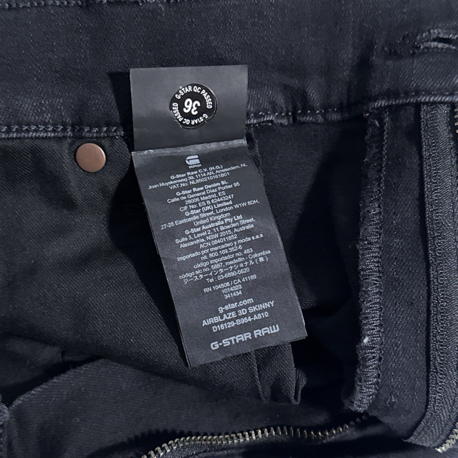 G-Star Raw Airblaze 3D Skinny Black Multi Pocket Moto Cargo Jeans Mens 34×34 NEW