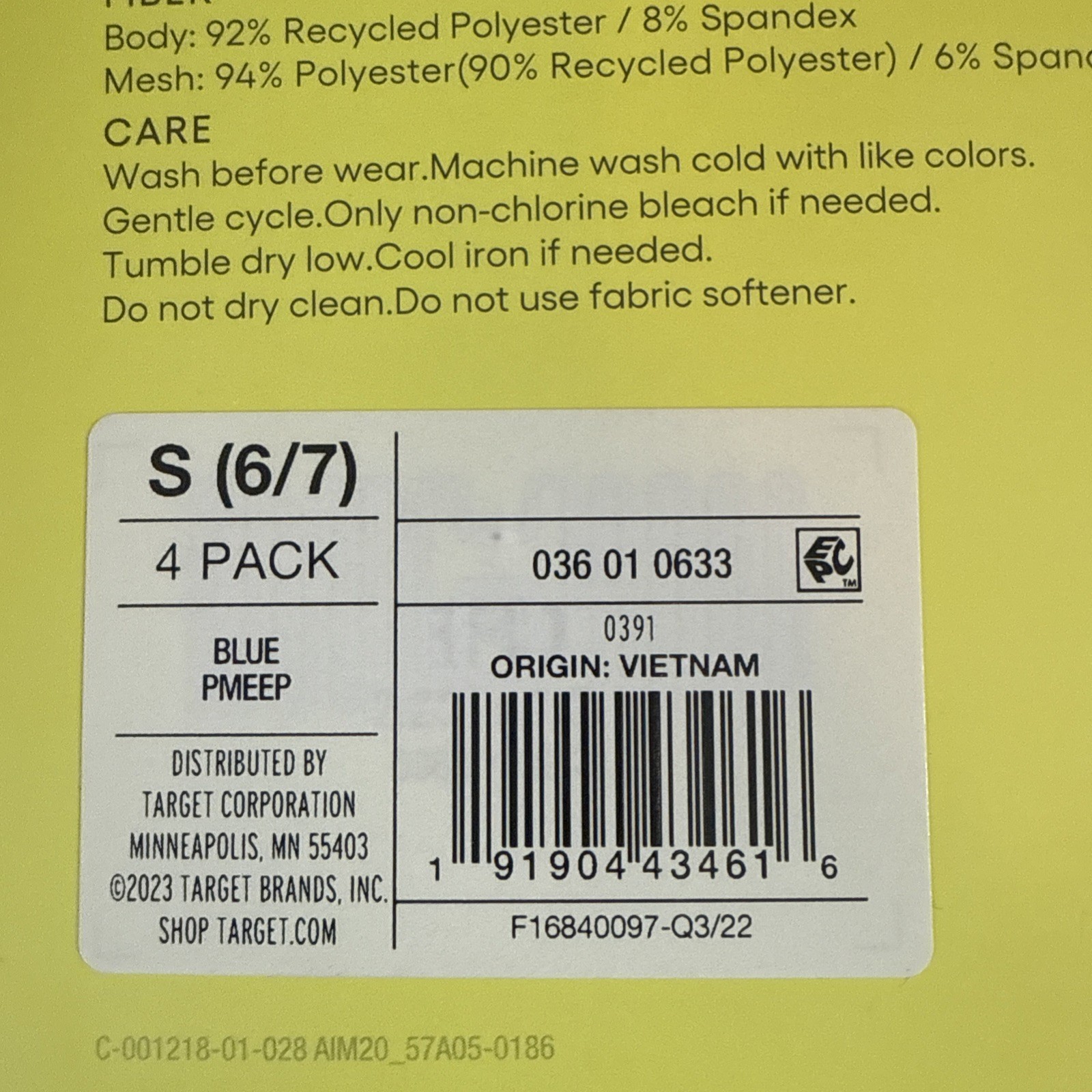 All In Motion Boys Mesh Panel 4pk Boxer Briefs Youth Size Small (6-7)