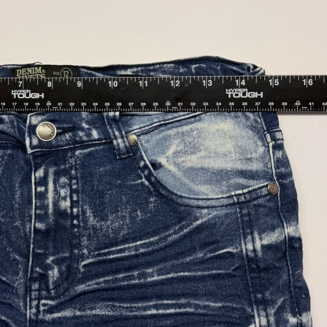 Denim & Rivets Mens Size 12 Blue Acid Wash Moto Biker Slim Stretch Jeans Ribbed