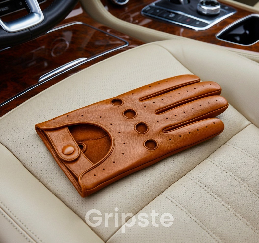 Reverse Stitched Police Driving Gloves Soft Real Leather Car Bike Goat Soft USA