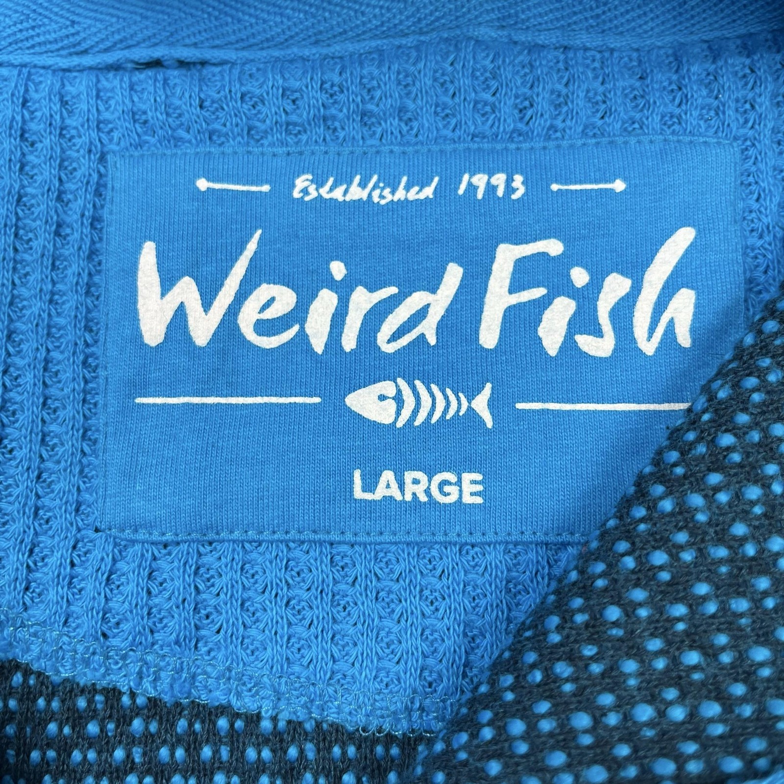 Weird Fish Jumper Men Large Blue 1/4 Zip High Neck Pockets Macaroni Knit Outdoor
