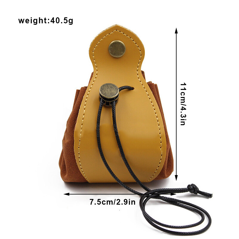 PU Leather Medieval Drawstring Waist Bag Hangable Belt Coin Purse Cosplay