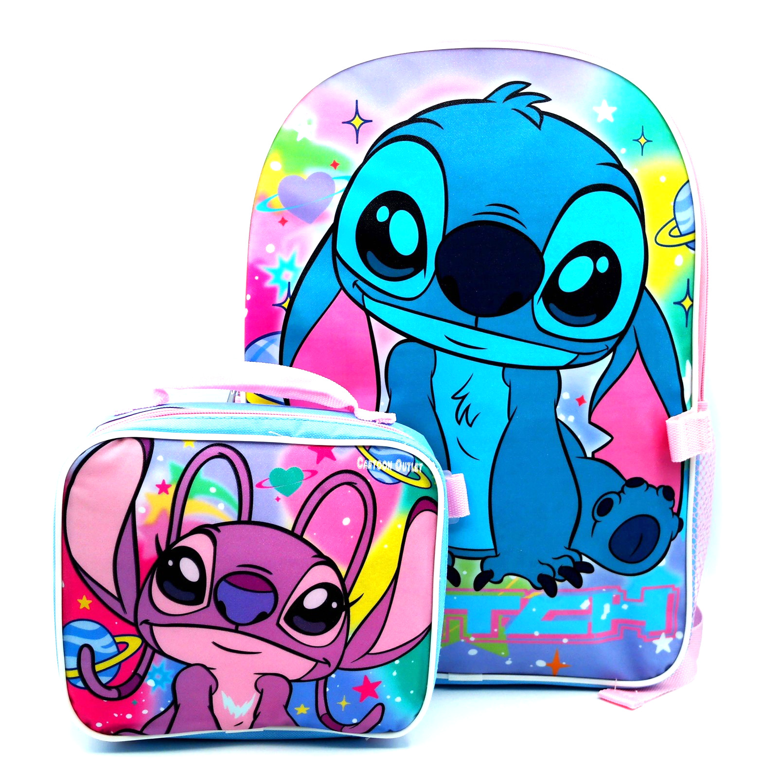 Disney Lilo & Stitch Angel w/Lunch Bag Backpack Set 16″ School Book Bag New