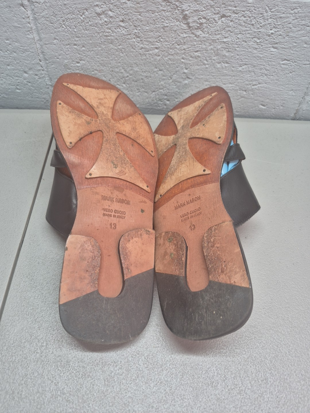 Vintage Mark Nason Slide Black Sandals Rock Never Dies Size 13 Made In Italy EUC