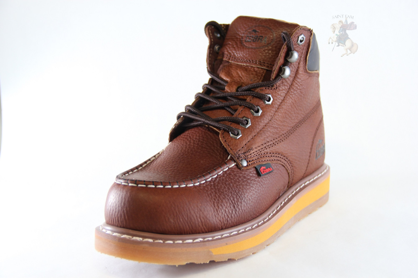 Men Work Boot Cobra C27M Dark Brown Genuine Leather Welt Construction Brand New