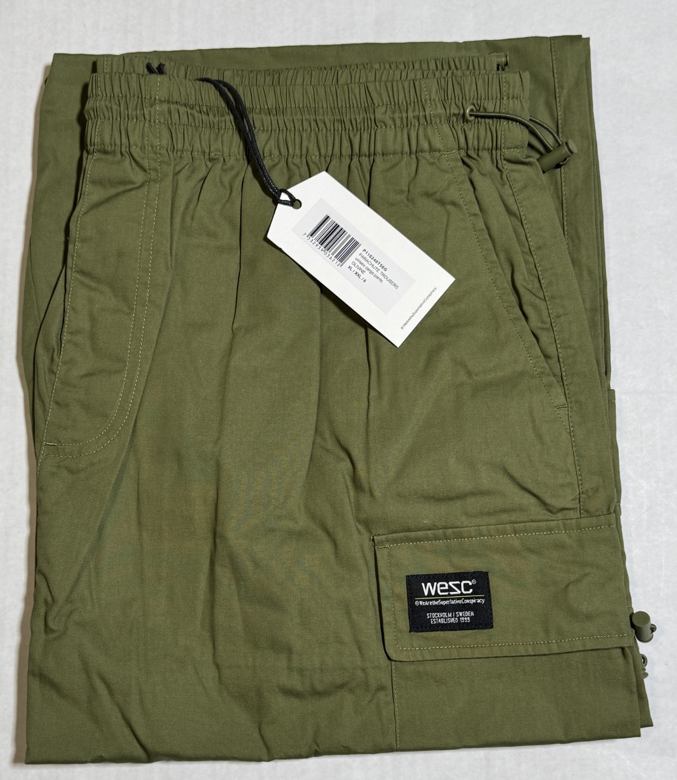 WESC Olive Green Parachute Utility Cargo Pants Unisex Mens XL/ Womens XXL – NWT