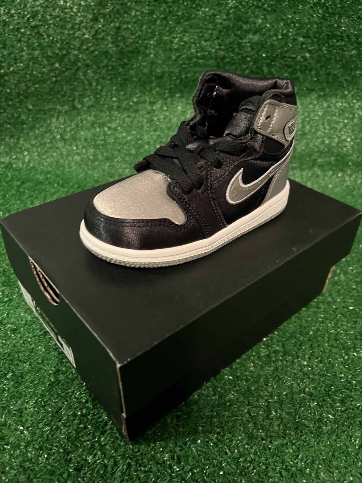 Jordan 1 Retro High OG Satin Shadow Toddler Size 7C FD5305 010 Black /Grey
