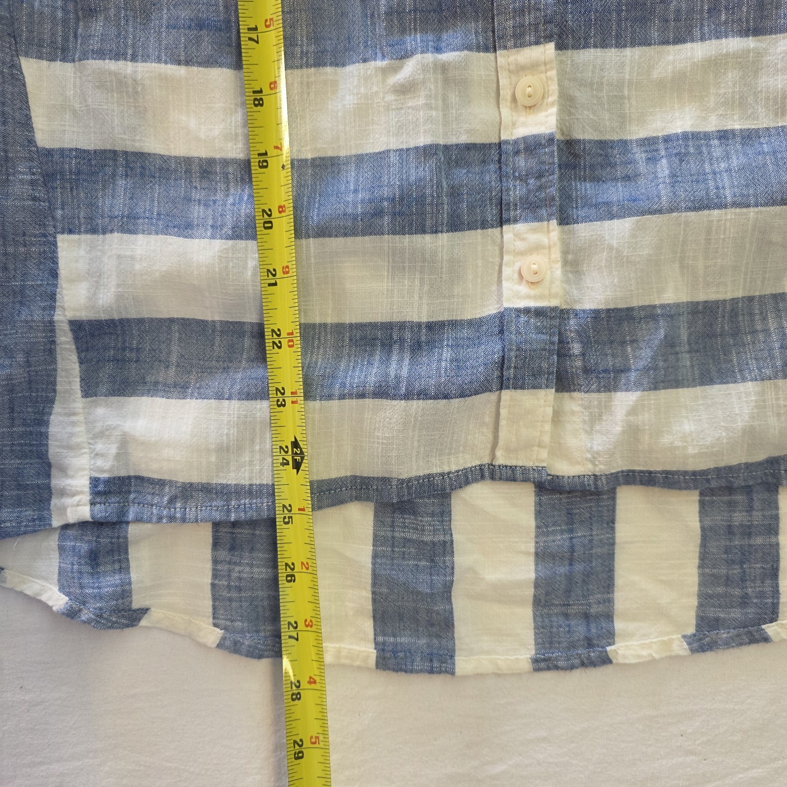 Tommy Hilfiger Costal 100% Cotton Long Sleeve Button-up Wide Stripe Sailor Sz M