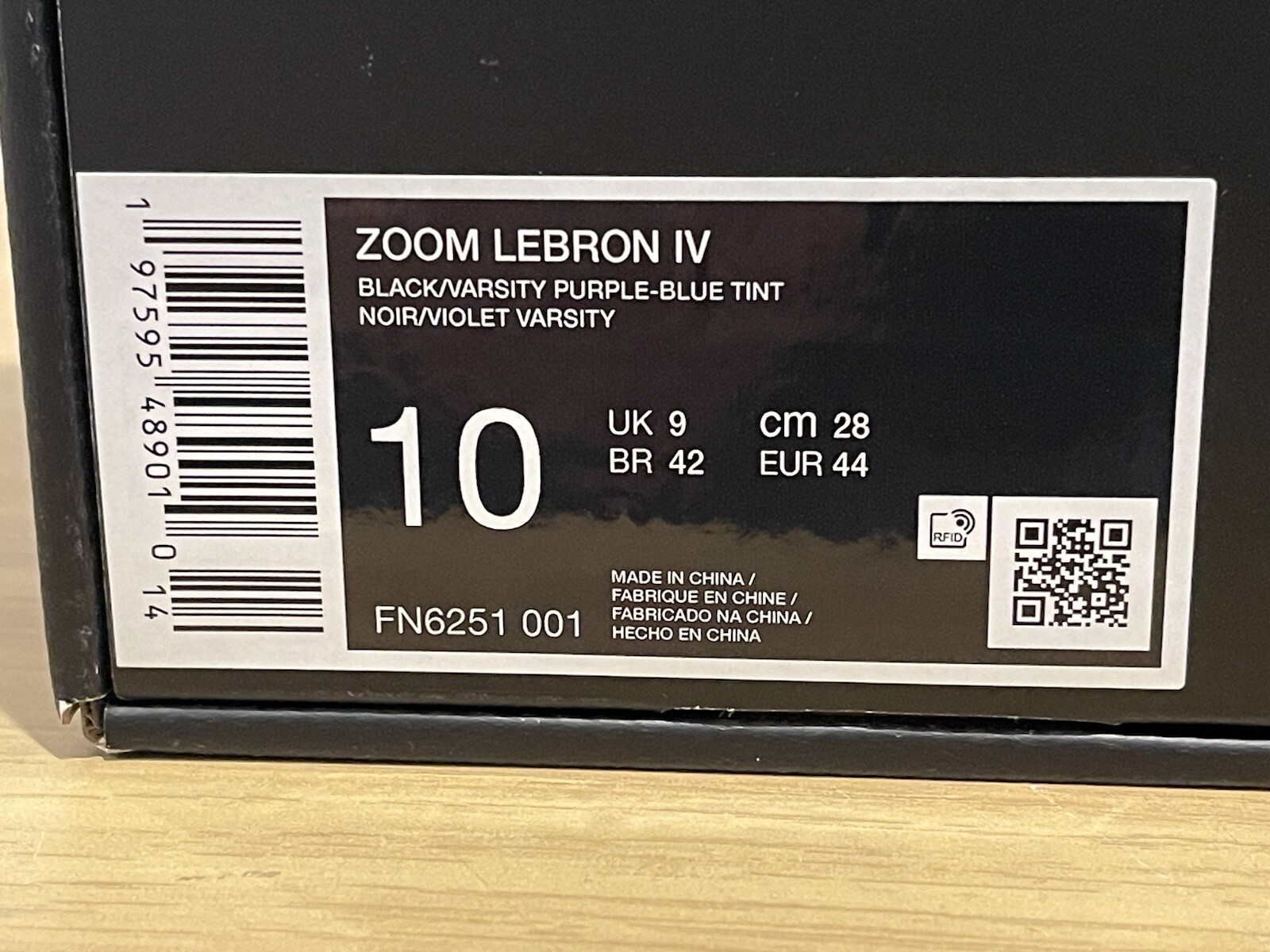 Nike Zoom LeBron 4 Eggplant/Varsity Purple – FN6251-001 Mens size 10 New in Box