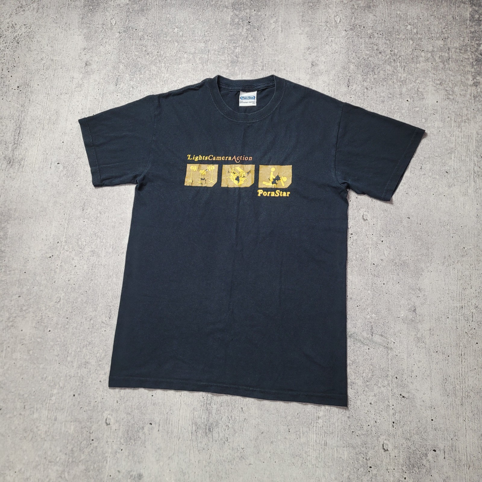 Vintage Pornstar T Shirt Lights Camera Action Mens Size S 90s Y2K