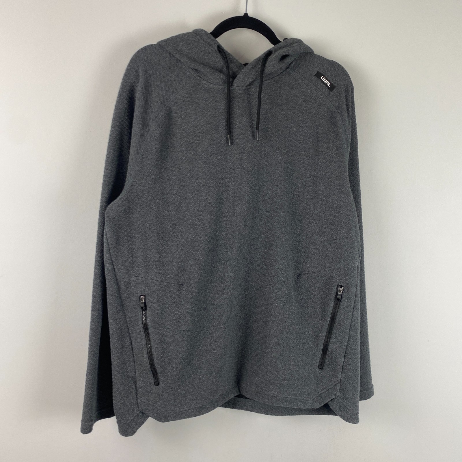 UNRL Elevation Hoodie Large Heather Gray Large Textured Cotton Blend Stretch