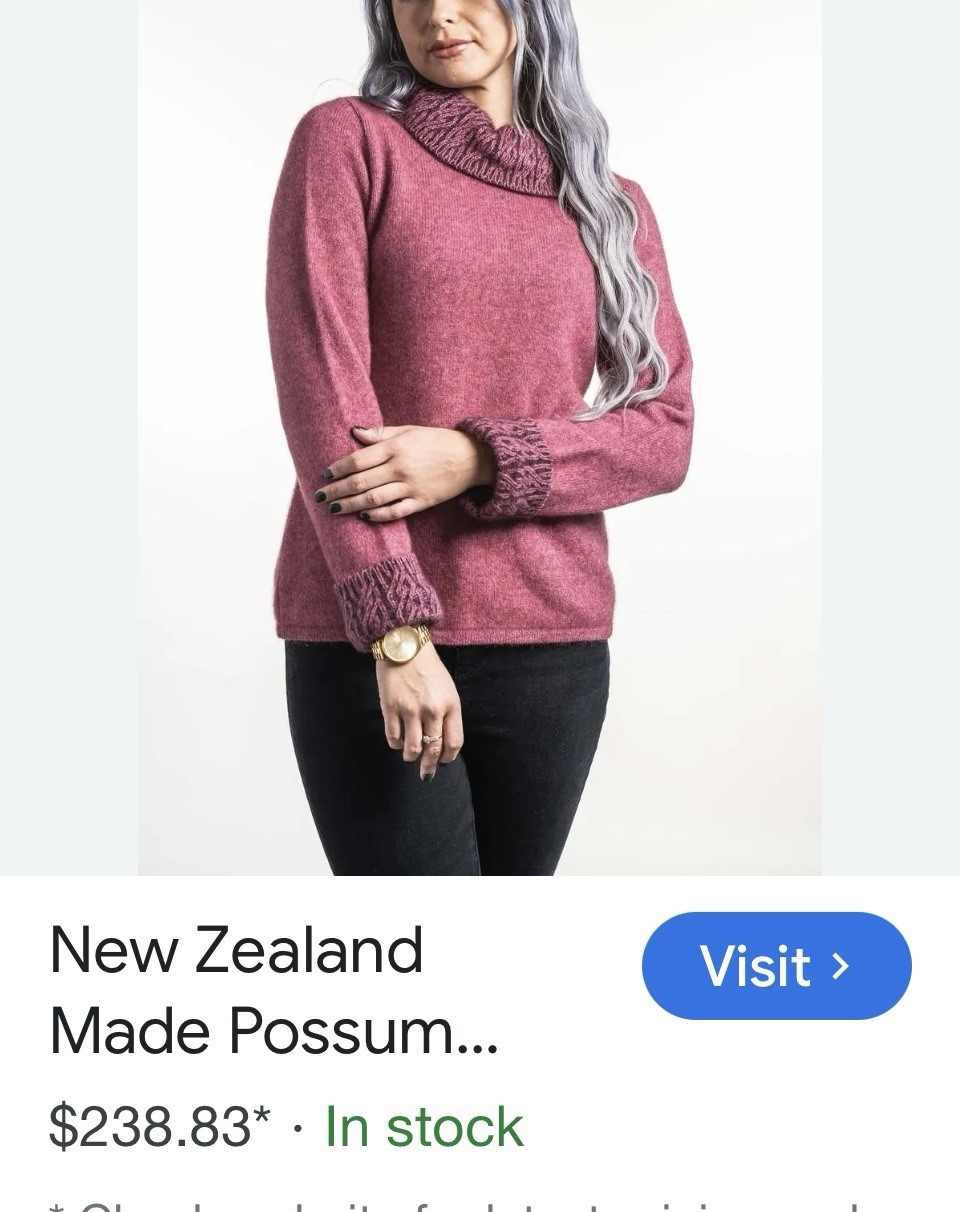 KORU Two Tone Red Jumper Sweater Wm’s XL Merino Wool, Possum,Silk Retail $240