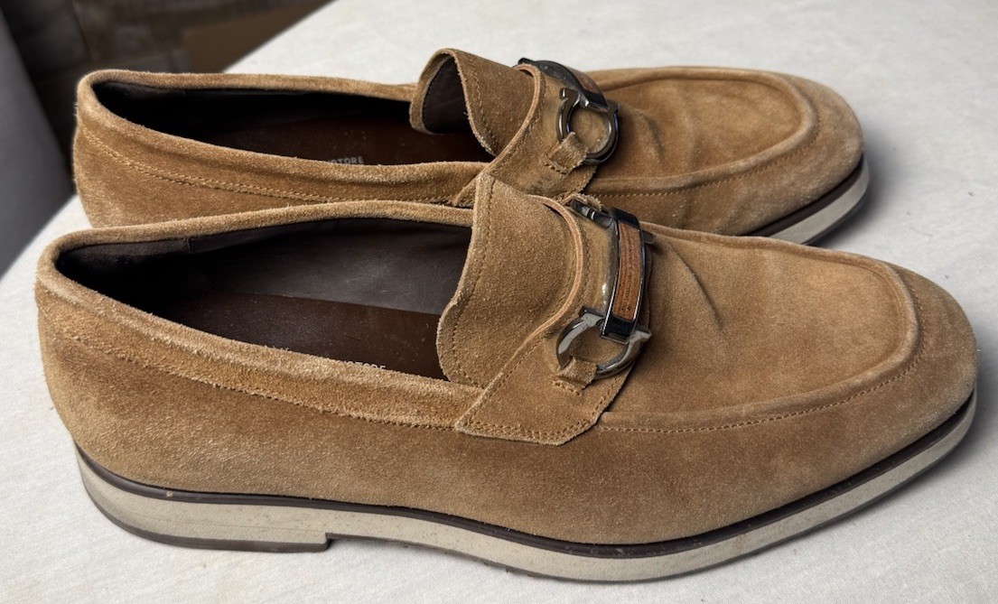 Salvatore Ferragamo Cosimo Suede Loafers Brown / Midbrown Calfskin Mens Sz 7 3EW