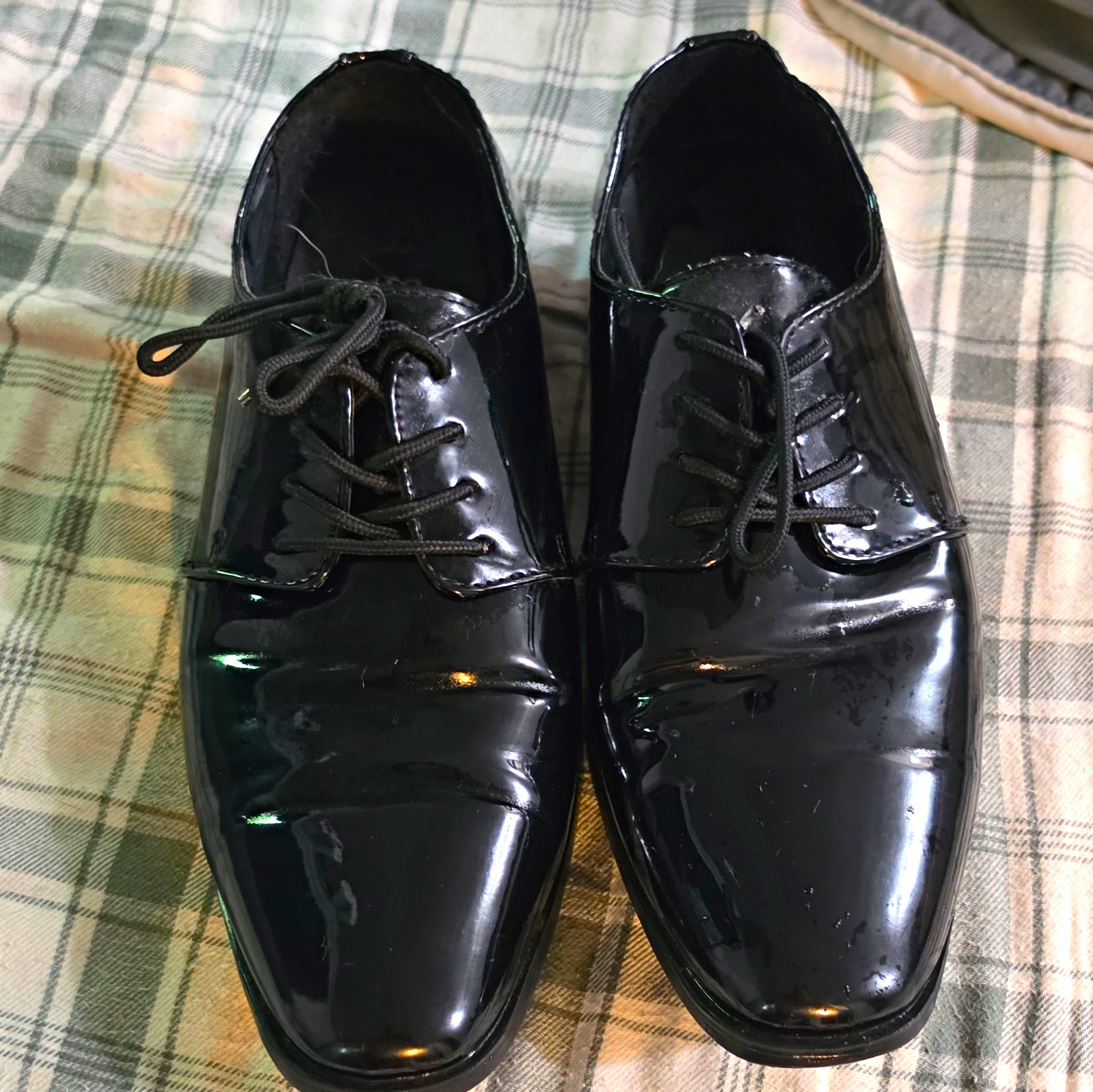 Stacy Adams Men’s Black Patent Leather Lace-Up Square Toe Oxford 10.5 D