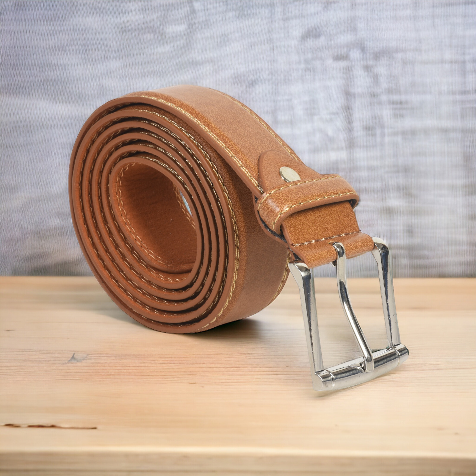 Leatherboss Genuine Leather Men Big and Tall Jeans Belt Size 46″- 64″, Tan