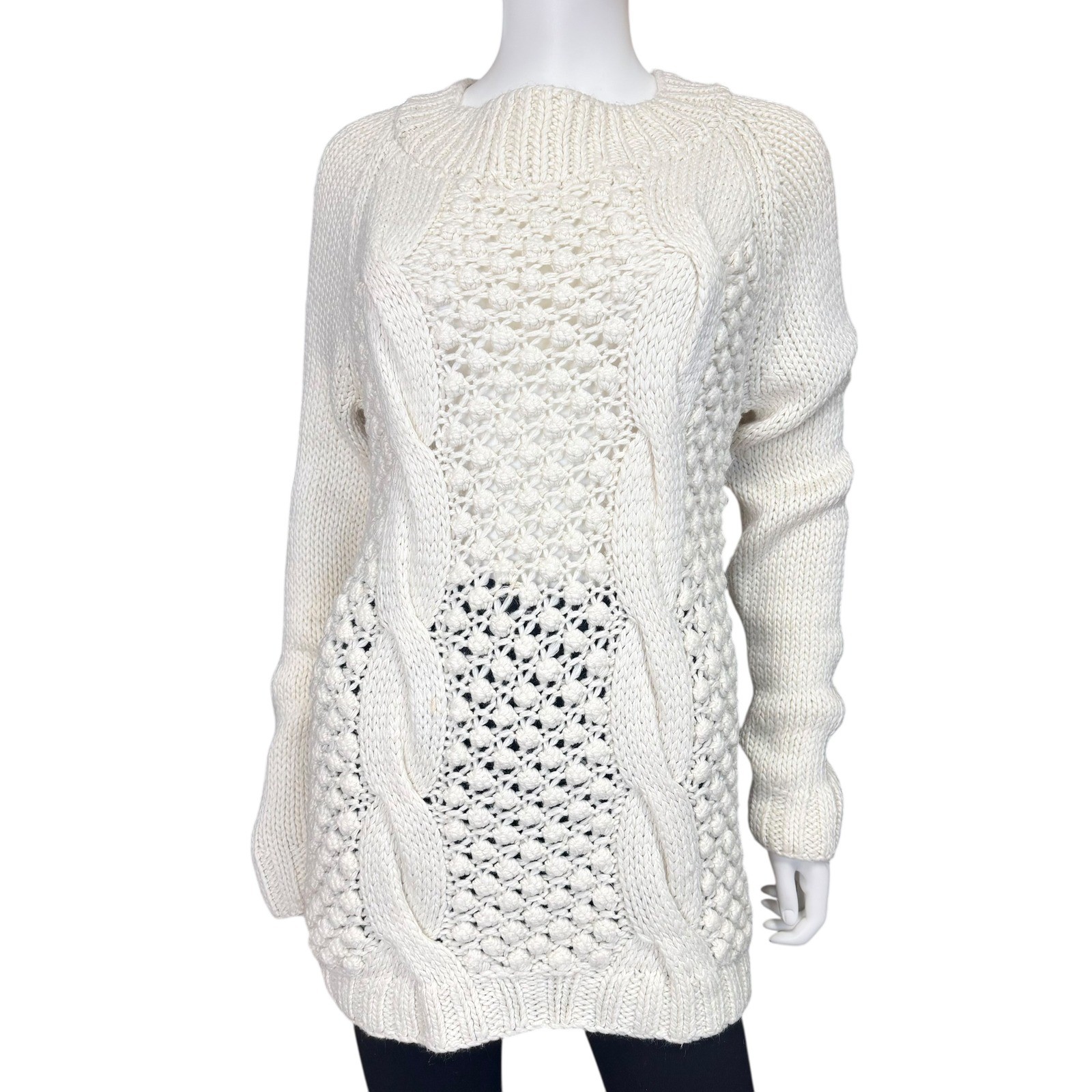 Mossimo Cottagecore Cable Knit Cozy Sweater Wool Blend Boho Old School Womens L