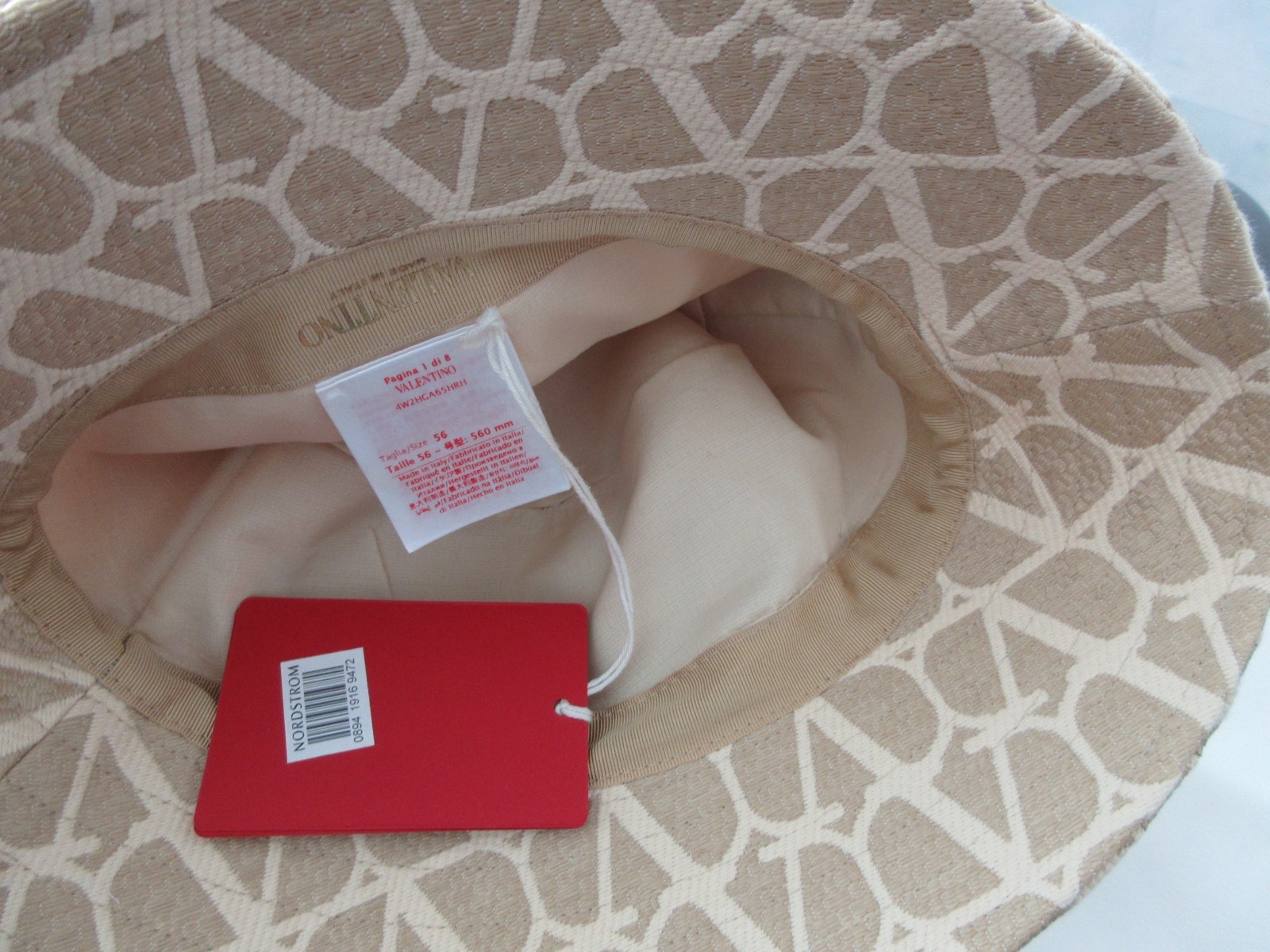 Valentino Garavani VLogo Toile Bucket Hat Color-Avorio size 56 Retail $790