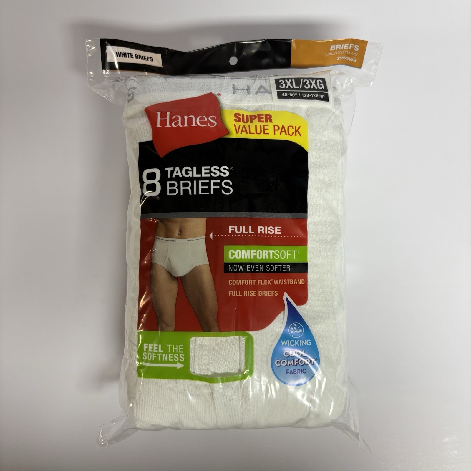 Hanes® Men’s COMFORTSoft® Briefs8-Pack “TAGLESS® & 100% COTTON & FreshIQ®”3XL