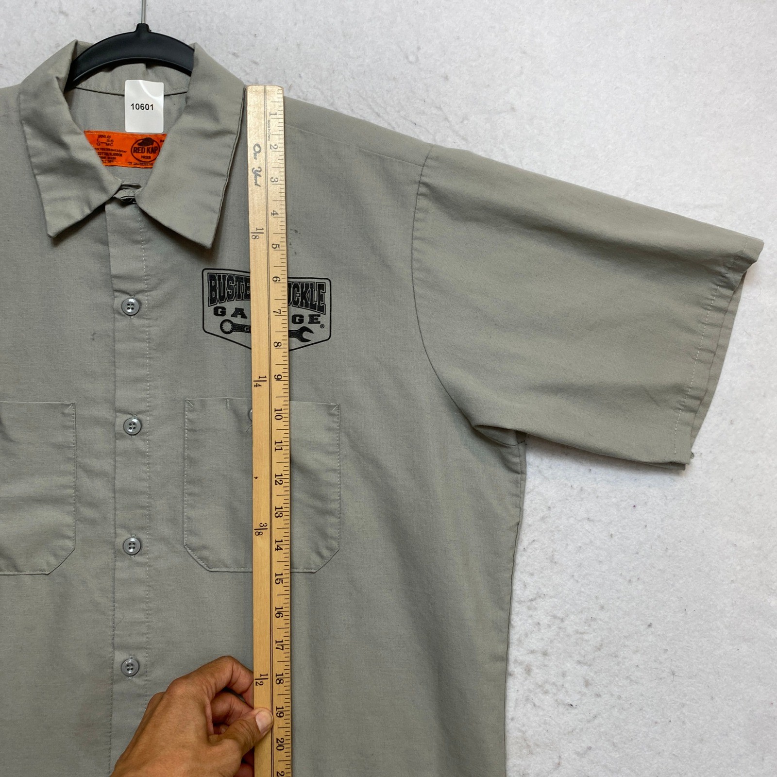 Red Kap Work Shirt Mens Large Gray Short Sleeve Busted Knuckle Garage SP24LA5