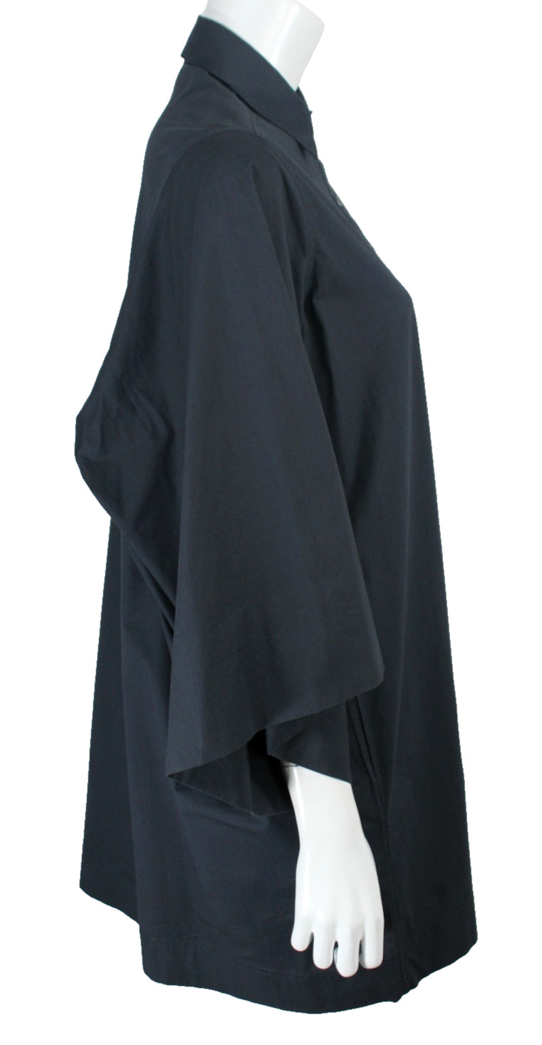 CO COLLECTIONS Charcoal Gray Cotton Poplin Oversized Button-Front Top XS S