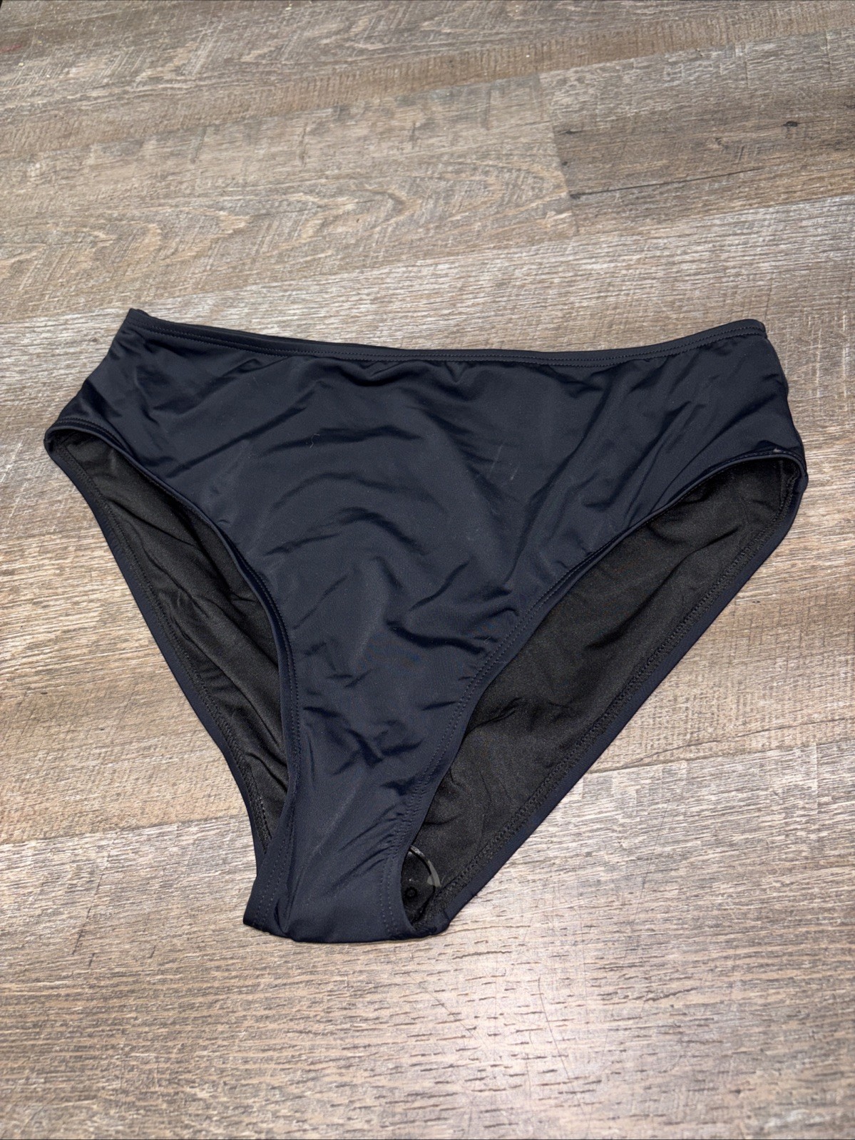 B2Prity High Rise Bikini Bottom Black Size M Stretch NWOT Lined Elastic Waist
