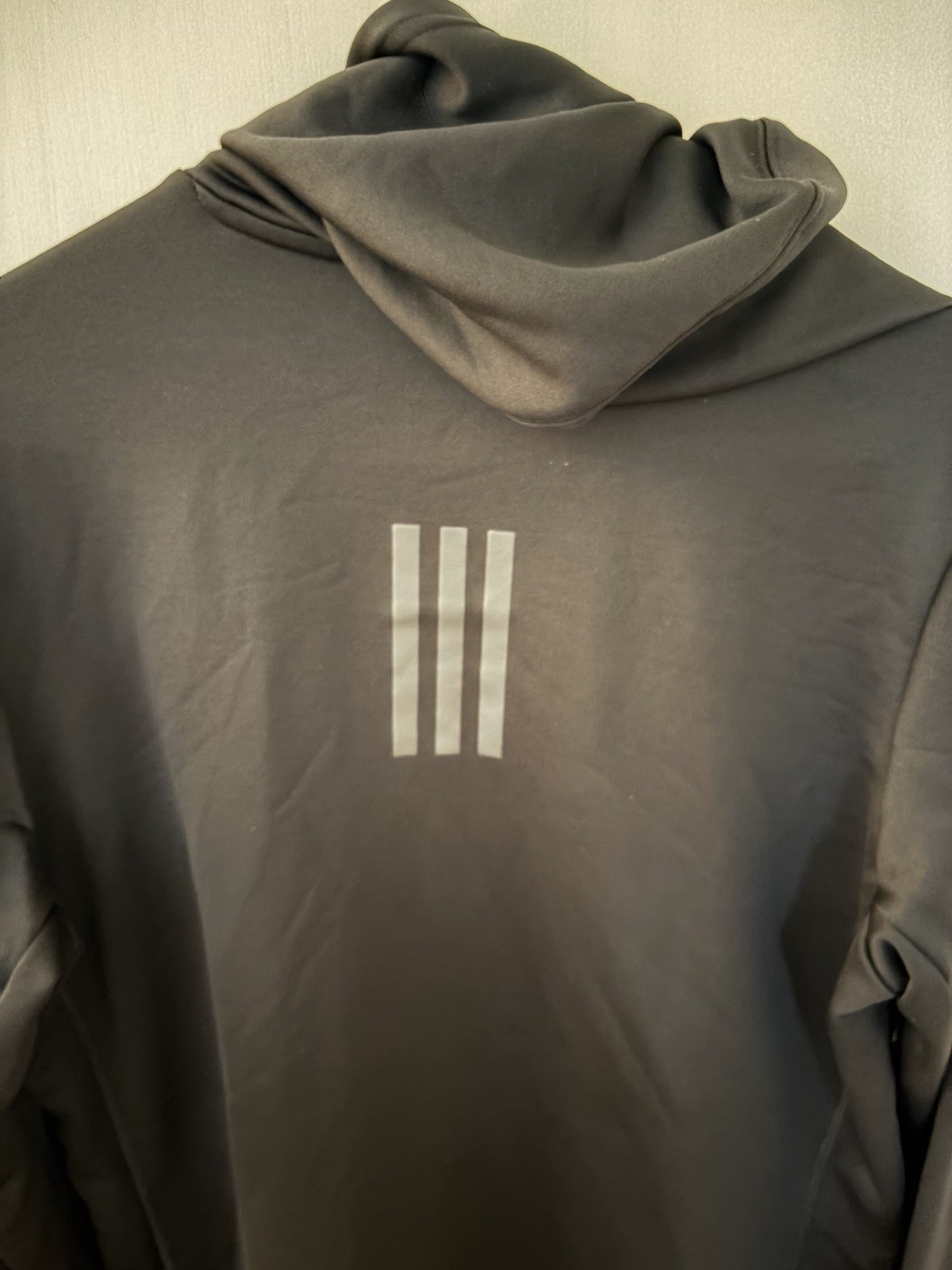 adidas Climawarm Climalite Pullover Hoodie Solid Black Logo Pockets Men’s M