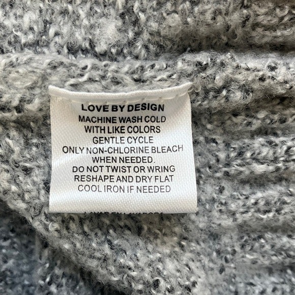 Love by Design Gray Marled Mock Neck Pocket Sweater NEW Small