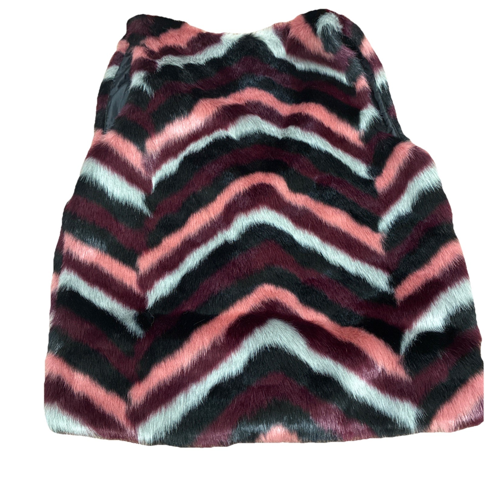 Michael Kors Chevron Pattern Size Small Faux Fur Pink Burgundy White Black