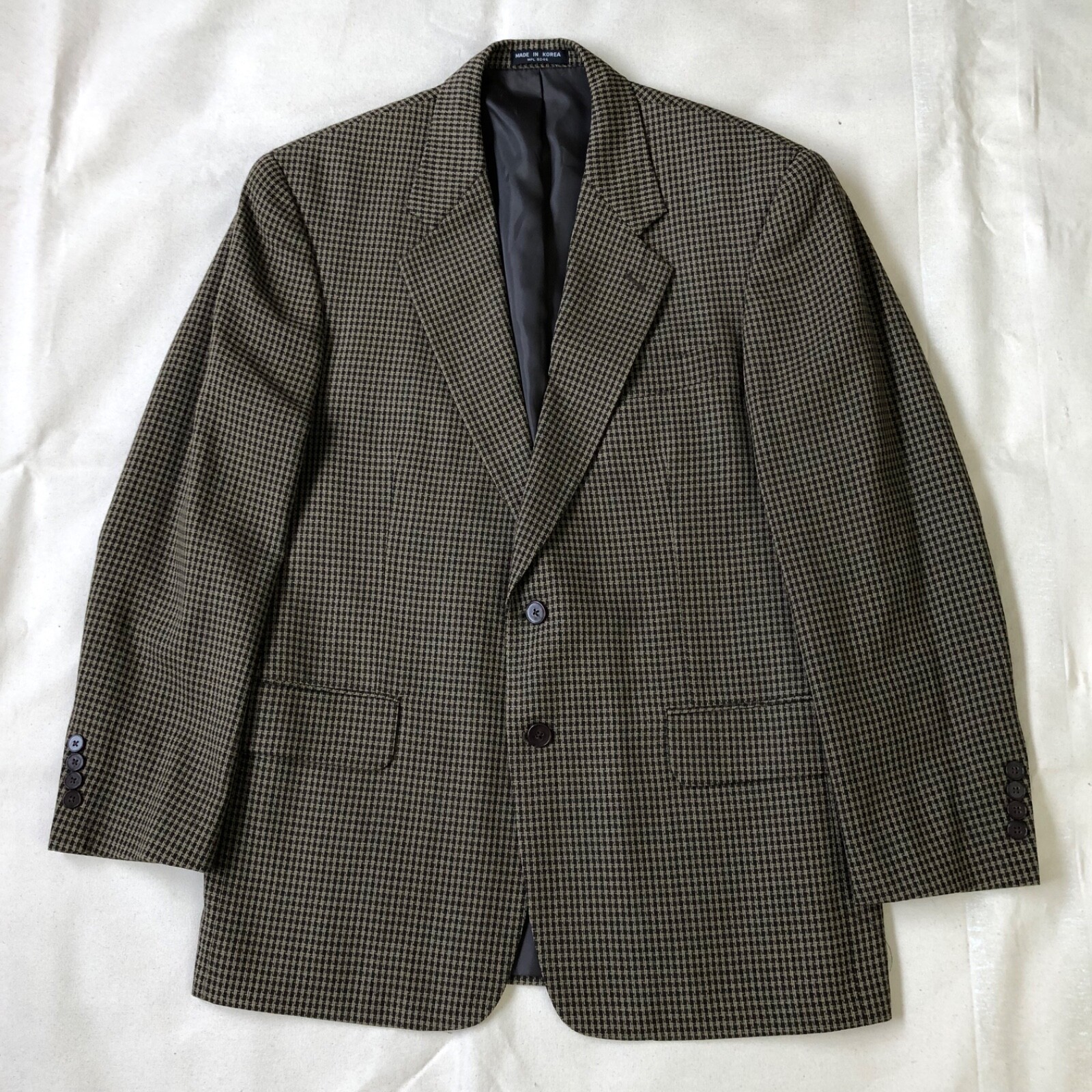 Alfani Vintage Wool Houndstooth Blazer Brown VG