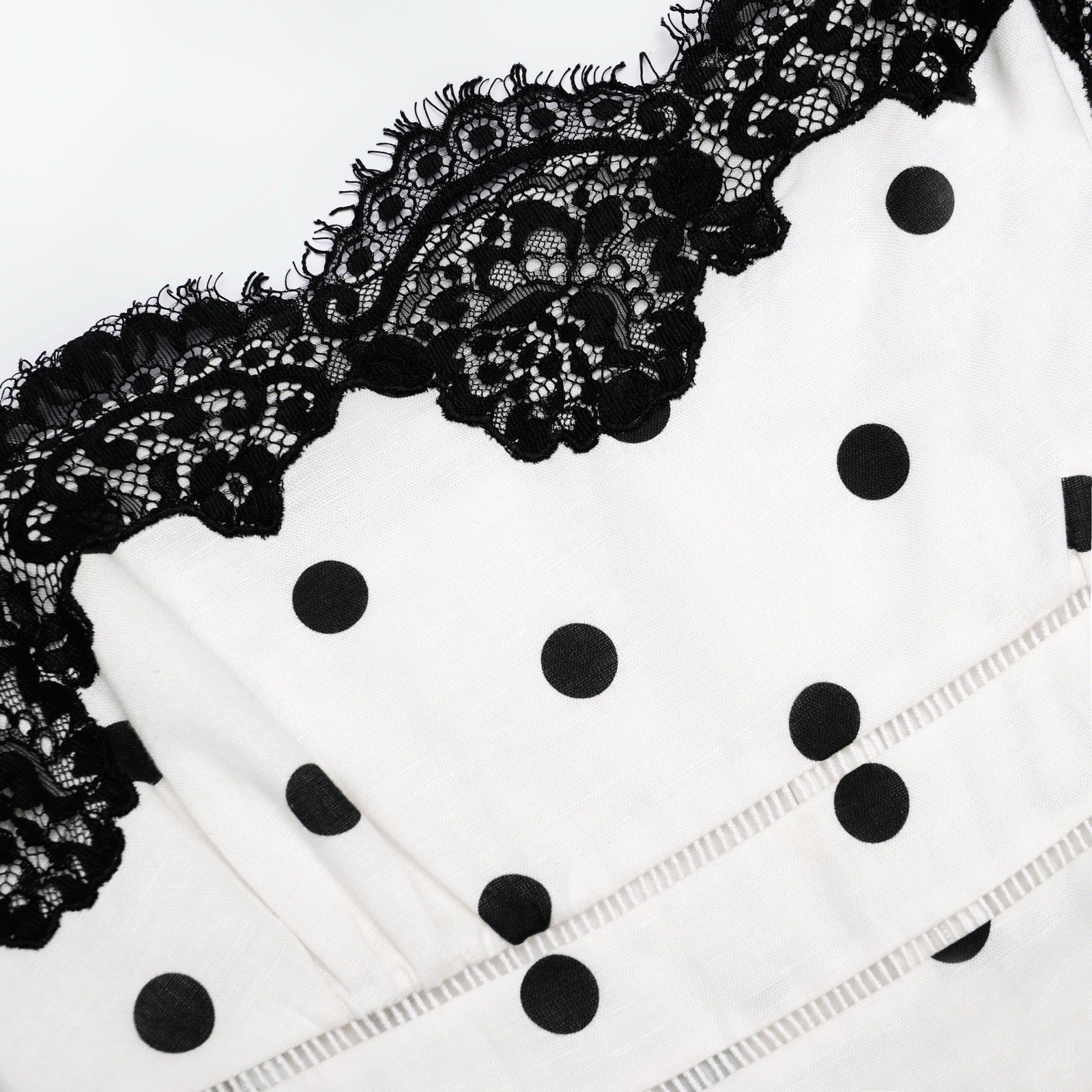 self portrait WHITE POLKA DOT LINEN MIDI DRESS $ 685 Size US 2 UK 6