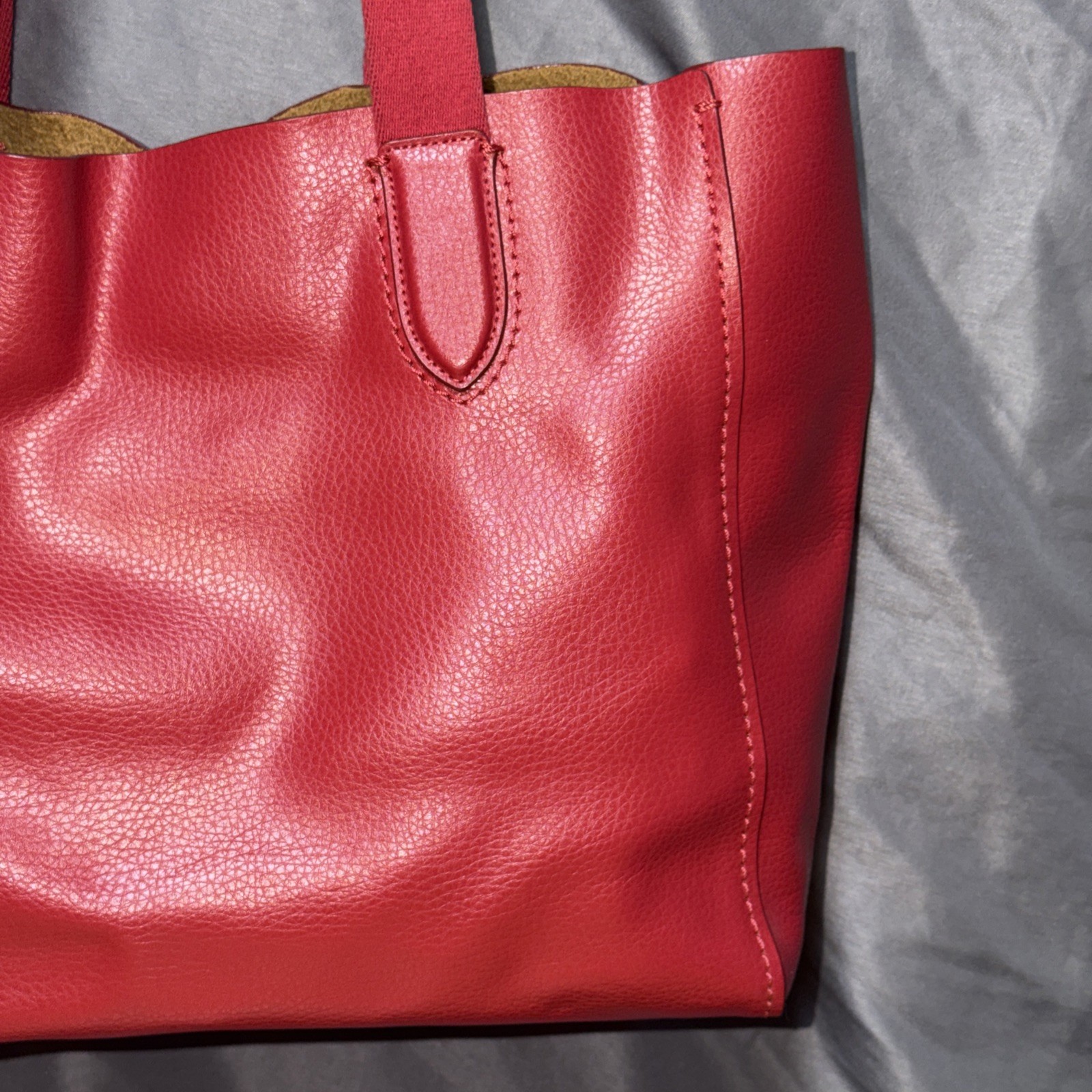 Coach Derby Tote Red Soft Pebbled Leather Shoulder Handbag