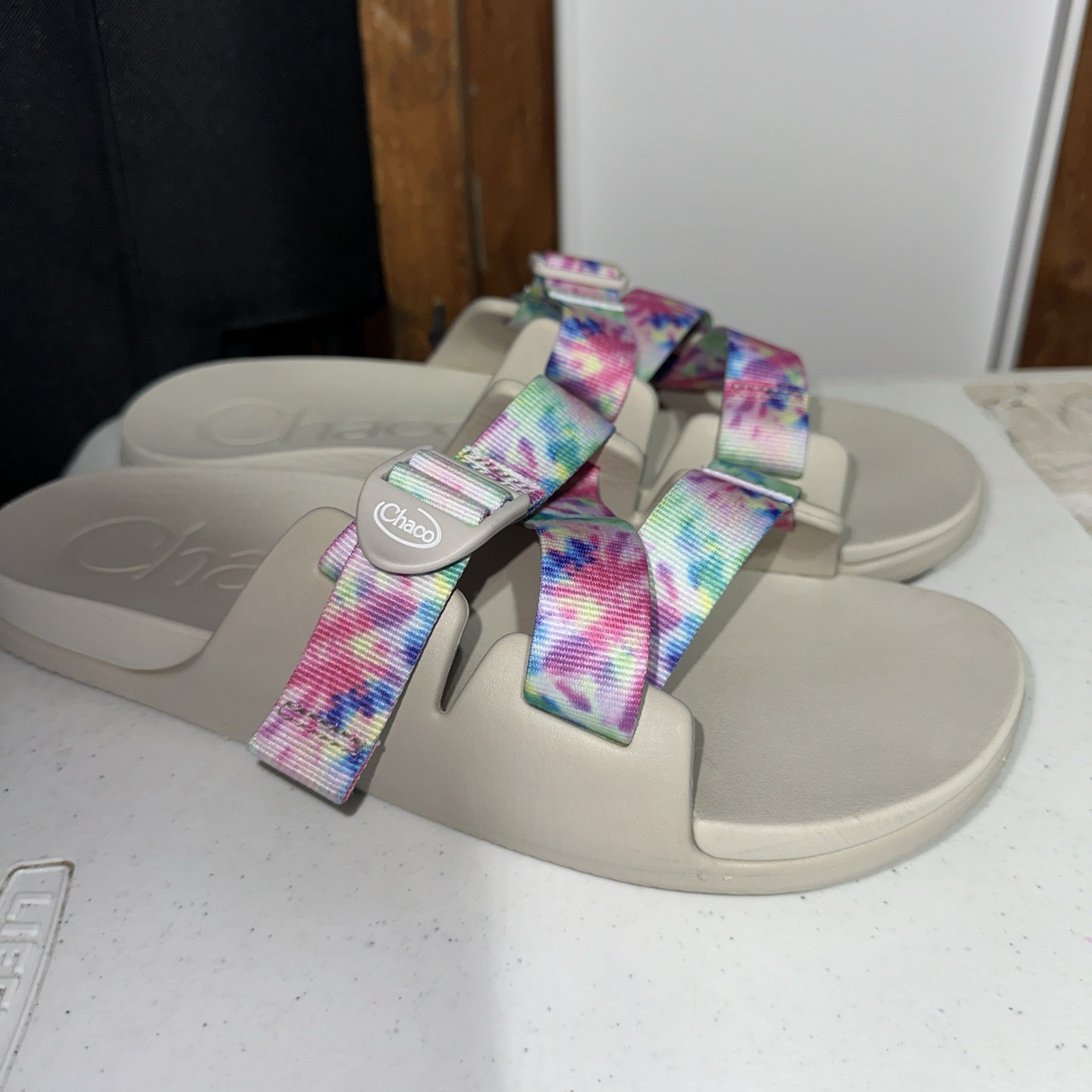 Chaco Chillos Adjustable Tie Dye Slide Sandals Women’s Size 12