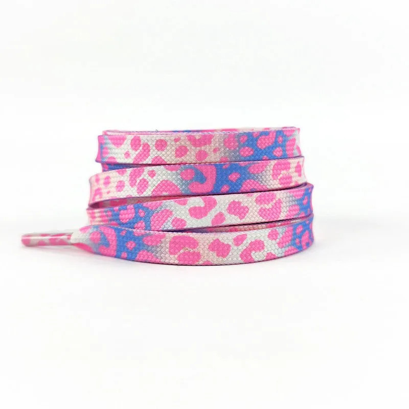 Fashion Flat Shoelaces for Sneakers Color Leopard Print Tie-dye Gradient Shoelac
